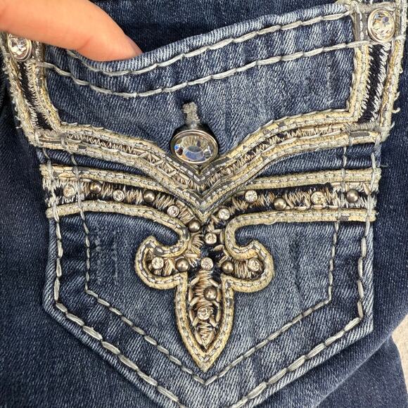 Rock Revival Jeans Women's 25 (2) Dark Blue Silana Embellished Western Bling - Picture 4 of 16